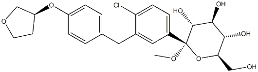 (2S, 3R, 4S, 5S, 6R) - 2 (3 (4 ((s) - tetrahydrofuran-3-yloxy) бензиловых) - 4-chlorophenyl) - структура tetrahydro-6- (оксиметильного) - 2-Methoxy-2H-pyran-3,4,5-triol