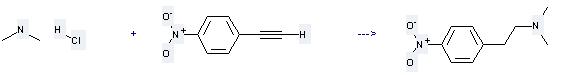 Коксобензол, 1-етхыныл-4-нитро- может быть использован для подготовки этанного (4-нитро-фенетхыл) - амин путем нагревать